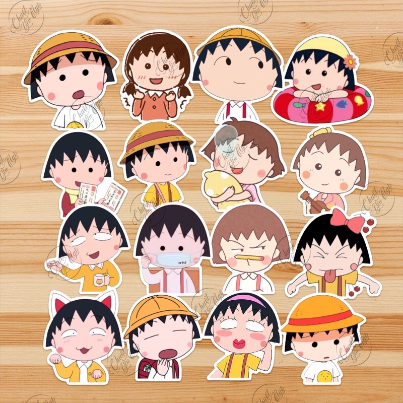 Combo 30/60 sticker hình dán decal trang trí chống nước Nhóc Maruko/Chibi/Maruko-chan dễ thương NT 56