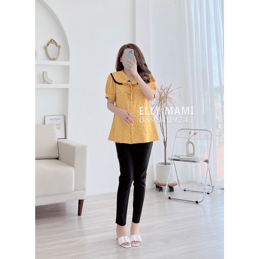 ( 40kg - 95kg ) Áo Bầu , Bigsize Cổ Bèo Nơ Mặc Thoải Mái Suốt Thai Kì &amp; Sau Sinh Thiết Kế Cao Cấp