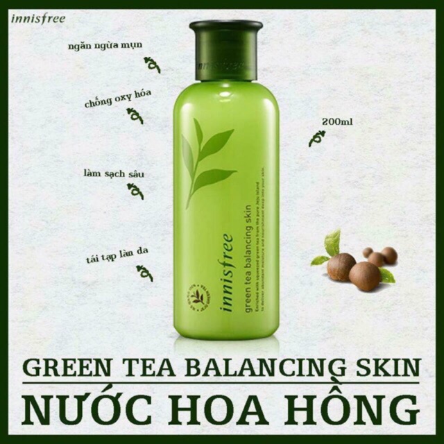 NƯỚC HOA HỒNG INNISFREE GREEN TEA BALANCING SKIN 200ml