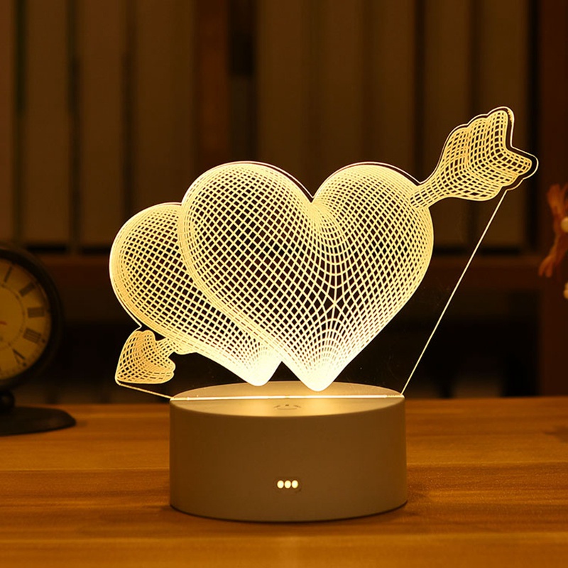 Đèn ngủ Led 3D hình trái tim phong cách lãng mạn