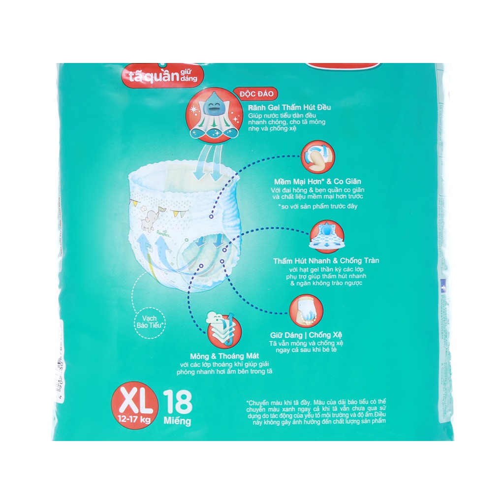 Tã quần Pampers giữ dáng size XL 18 miếng (cho bé 12 - 17kg)