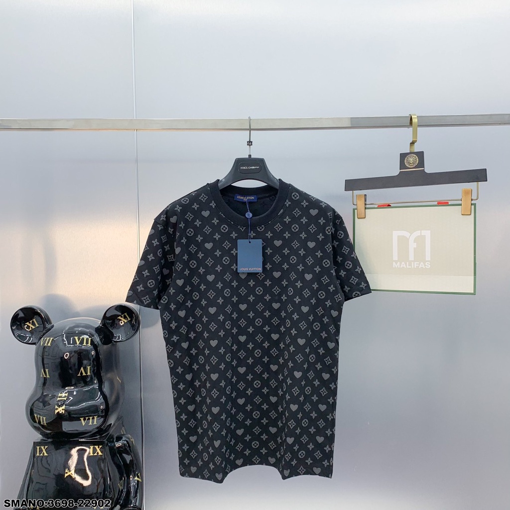 Áo Phông Nam LV Họa Tiết In Nổi - Áo Thun Nam Chất Liệu Cotton Mát Mịn