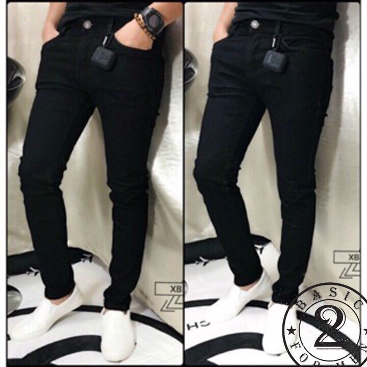 Quần jean nam đen trơn chuẩn form có size đại 33-34 k20