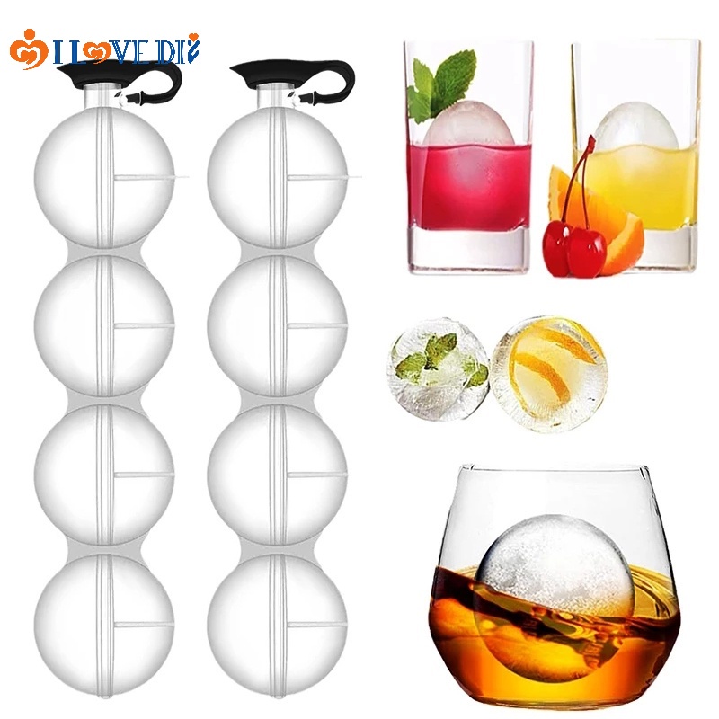 Khuôn Làm Nước Đá Hình Quả Bóng Tròn 4 Ngăn Bằng Nhựa Cấp Thực Phẩm DIY