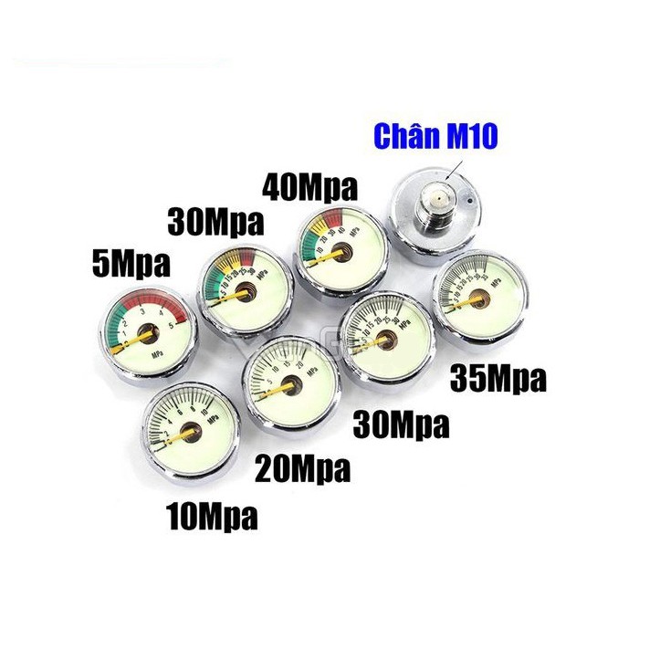 Đồng hồ áp suất - chân phi 8mm - Max 40 MPa pkb