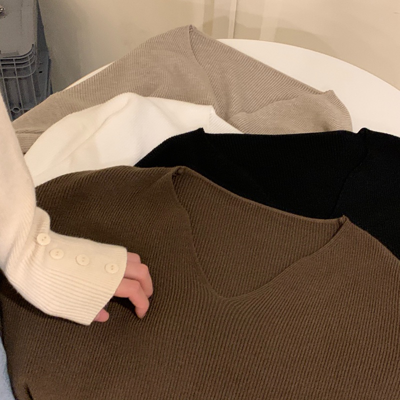 Áo Sweater Dệt Kim Cổ Chữ V Thời Trang Thu Đông Cho Nữ | BigBuy360 - bigbuy360.vn