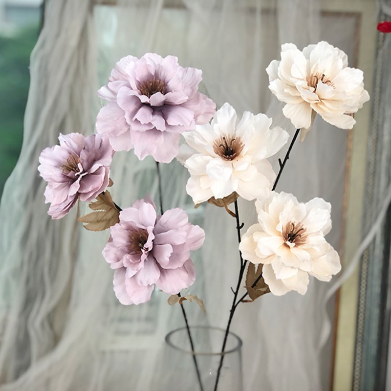 Hoa giả - Hoa hải quỳ giả 66cm cành 3 bông cao cấp, decor,  trang trí nhà cửa sang trọng