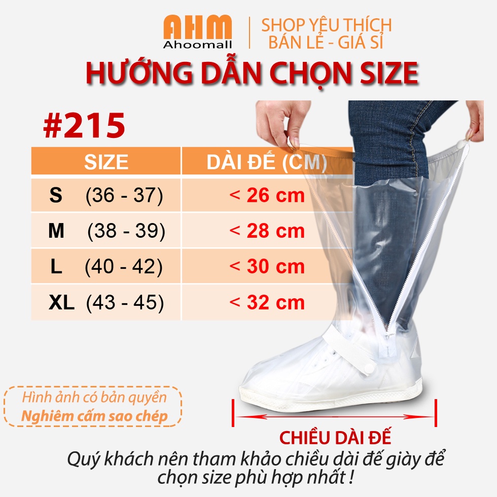 Ủng bọc giày đi mưa cao cấp chất liệu nhựa dẻo PVC khóa 2 lớp