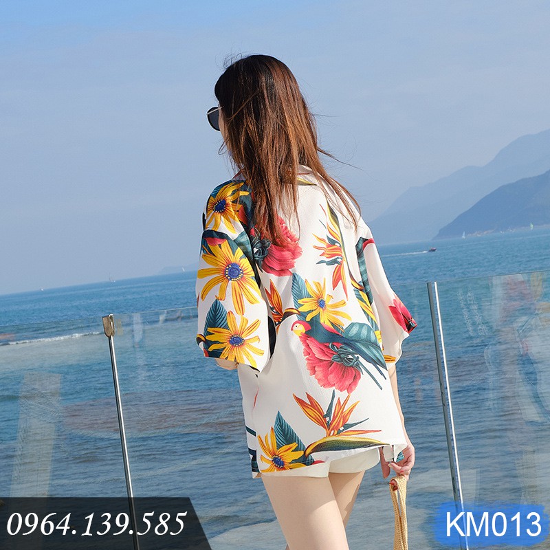 Kimono đi biển cao cấp, họa tiết mùa hè rực rỡ, có size