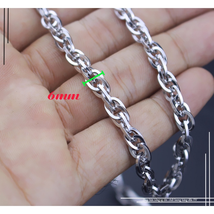 Dây chuyền nam inox 6mm kiểu 3 lồng xoắn đẹp, không đen, chuẩn thời trang