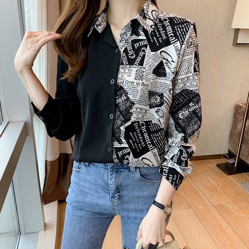 Áo Sơmi DàI Tay In Hoa BằNg VảI Chiffon Cho Nữ