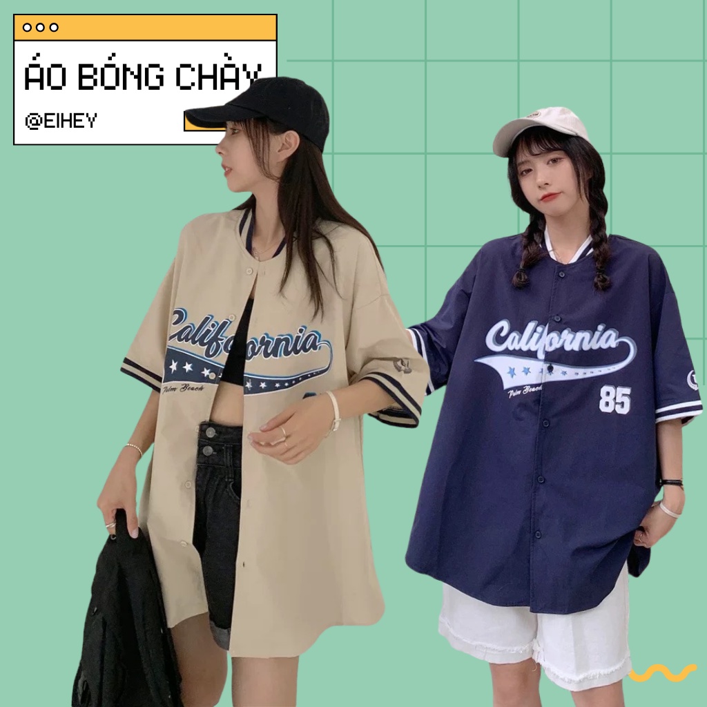 Áo sơ mi bóng chày, áo bomber form rộng kiểu dáng bóng chày tay ngắn nam nữ phong cách Ulzzang Hàn Quốc