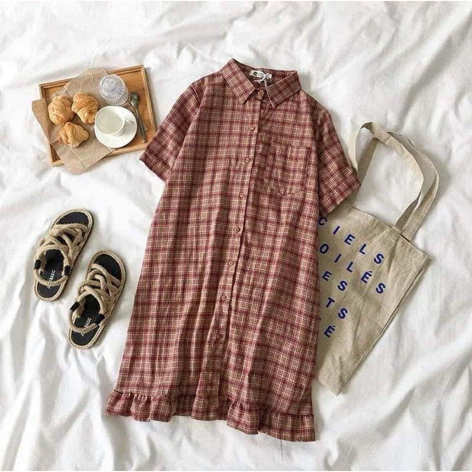Đầm Nữ caro đuôi cá bèo cực hot