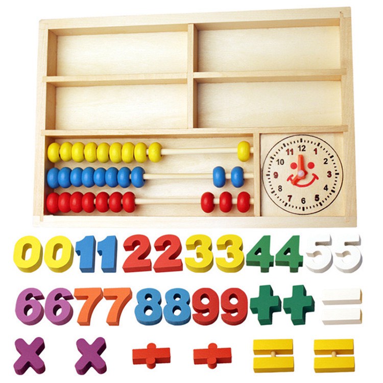 Đồ chơi gỗ toán học- Bảng tính học toán đồng hồ đa năng Vivitoys