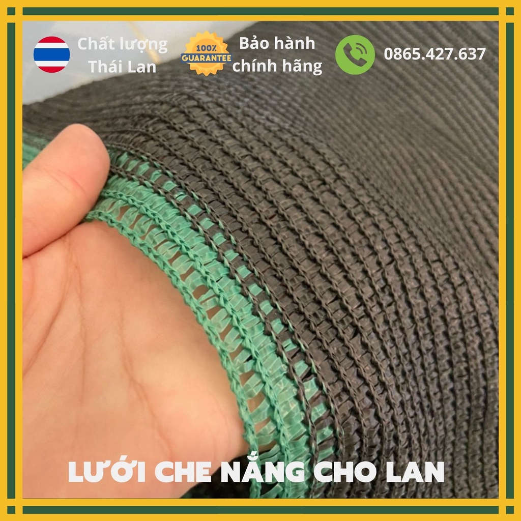 Lưới che nắng Thái Lan, lưới lan khổ rộng 2m độ phủ 50%, 60%, 70% 80% màu đen viền xanh bán theo mét tới