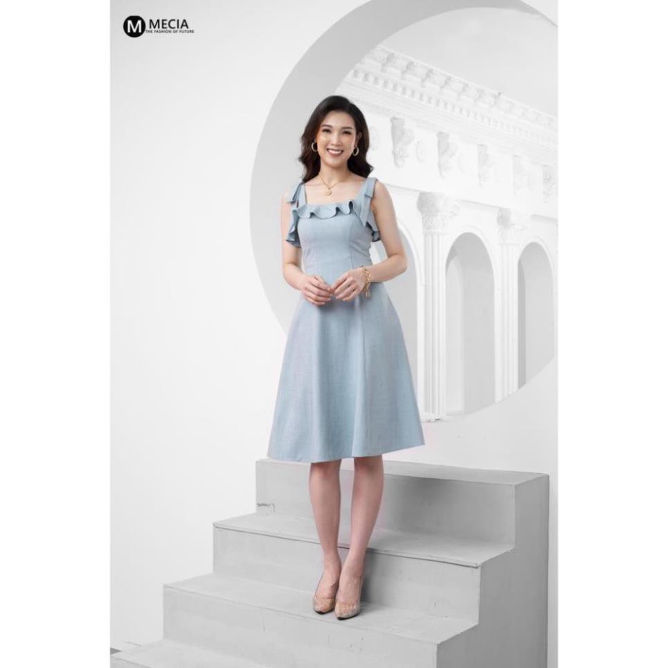 Váy đầm 2 dây MECIA DK637– đầm dự tiệc thiết kế cổ vuông bèo ngực, thắt eo chất liệu mềm mịn dáng xòe cao cấp phong cách | BigBuy360 - bigbuy360.vn
