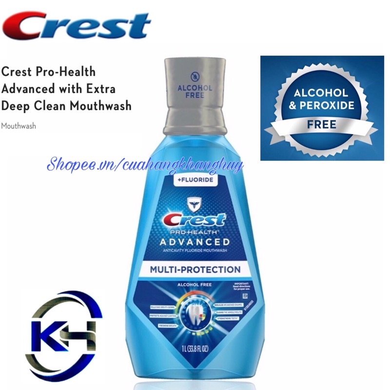 Nước súc miệng Crest Pro-Health Advanced with Extra Deep Clean 1 Lít (Mỹ)