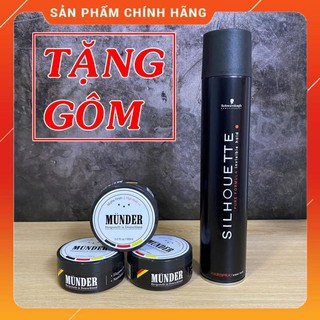 [Combo SIÊU GIỮ NẾP]  Wax Vuốt Tóc Nam MUNDER + Gôm Silhouette + Tặng Lược | Keo Gel vuốt tóc nam
