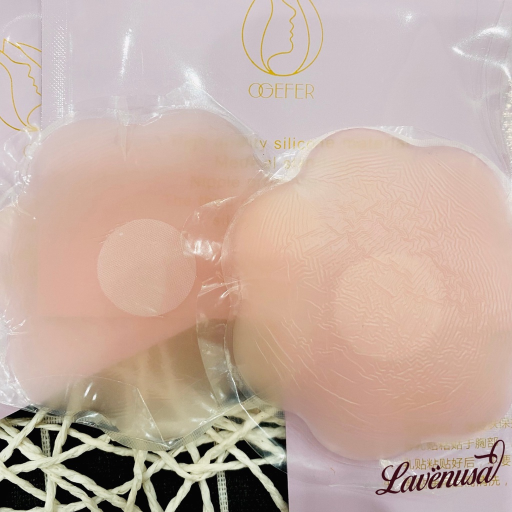 Miếng dán ngực silicon siêu dính an toàn hình tròn hoa túi 2 miếng LAVENUSA AL19
