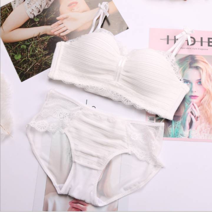 Bộ Đồ Lót Không Gọng Đệm Dày Cup Ngang Xinh Xắn | BigBuy360 - bigbuy360.vn