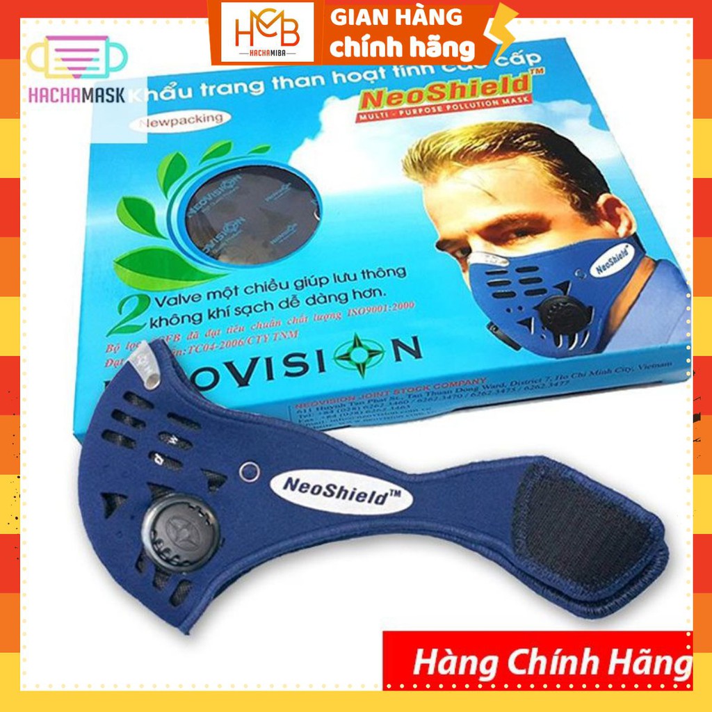 [Chính Hãng Neoshield] Khẩu Trang Chống Bụi Mịn Cao Cấp Than Hoạt Tính Có Van Và Tấm Lọc Kháng Khuẩn