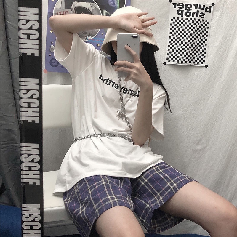 Quần ngắn IELGY ống rộng kẻ sọc caro thời trang hè phong cách Hàn Quốc cho nữ