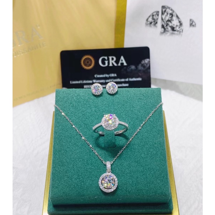Bộ Trang Sức Mạ Bạc 925 Đính Đá Moissanite Thời Trang