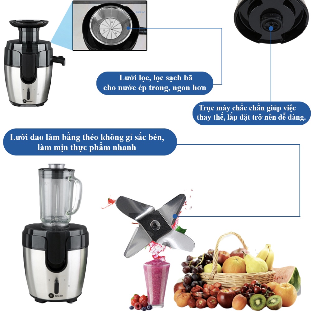 Máy ép trái cây đa năng cao cấp Mishio MK197 400W  - Smart House hàng chính hãng