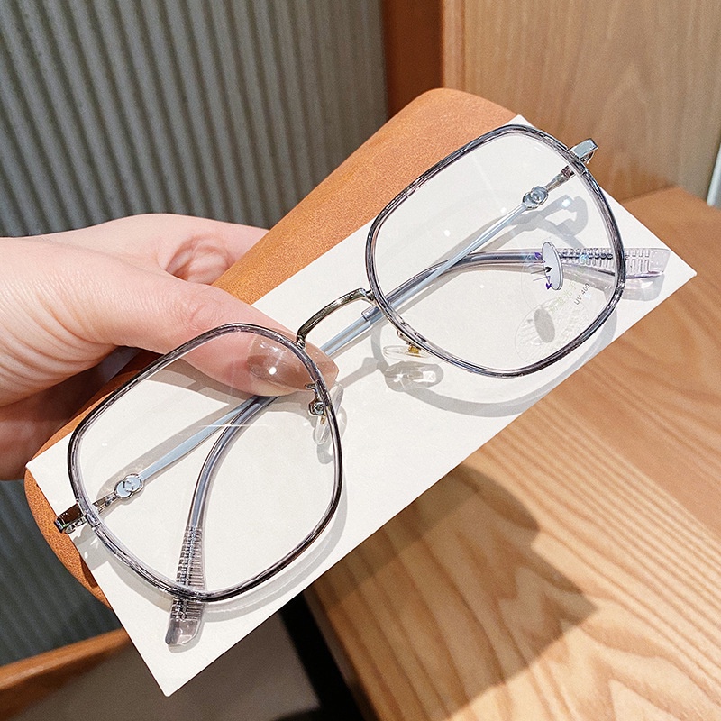 Kính cận gọng kim loại VIENDO vuông tròng đổi màu chống ánh sáng xanh tia UV màu sắc thời trang cho nam nữ(có thể cắt cận thị ống kính)