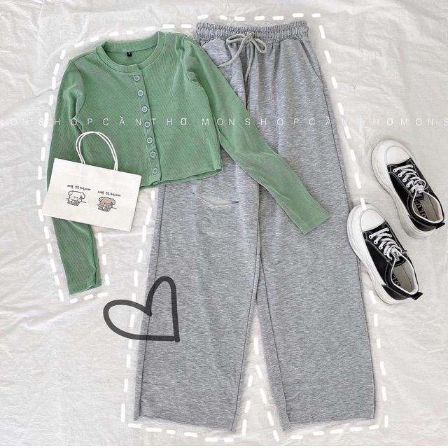��Set Quần Suông + Croptop Gài Nút TD