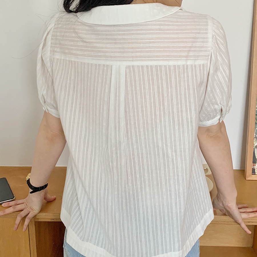 SUXI Áo Sơ Mi Tay Ngắn Dáng Rộng Cổ Búp Bê Màu Sắc Ngọt Ngào Thời Trang Mùa Hè Dành Cho Nữ