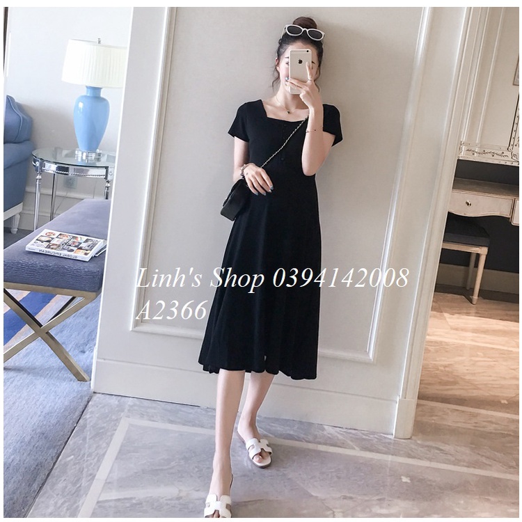 Váy Bầu Đầm Bầu Xinh Thun Trơn A2366