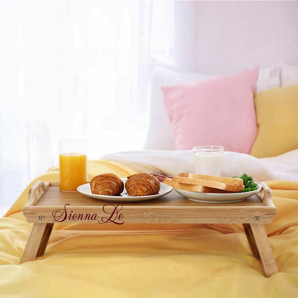 Sienna Le Bàn Ăn Mini Chân Gấp Gọn, Khay Đa Năng, Bàn Ăn Sáng Trên Giường, Bàn Ăn Di Động, Tiện Lợi - 50x30x20 cm