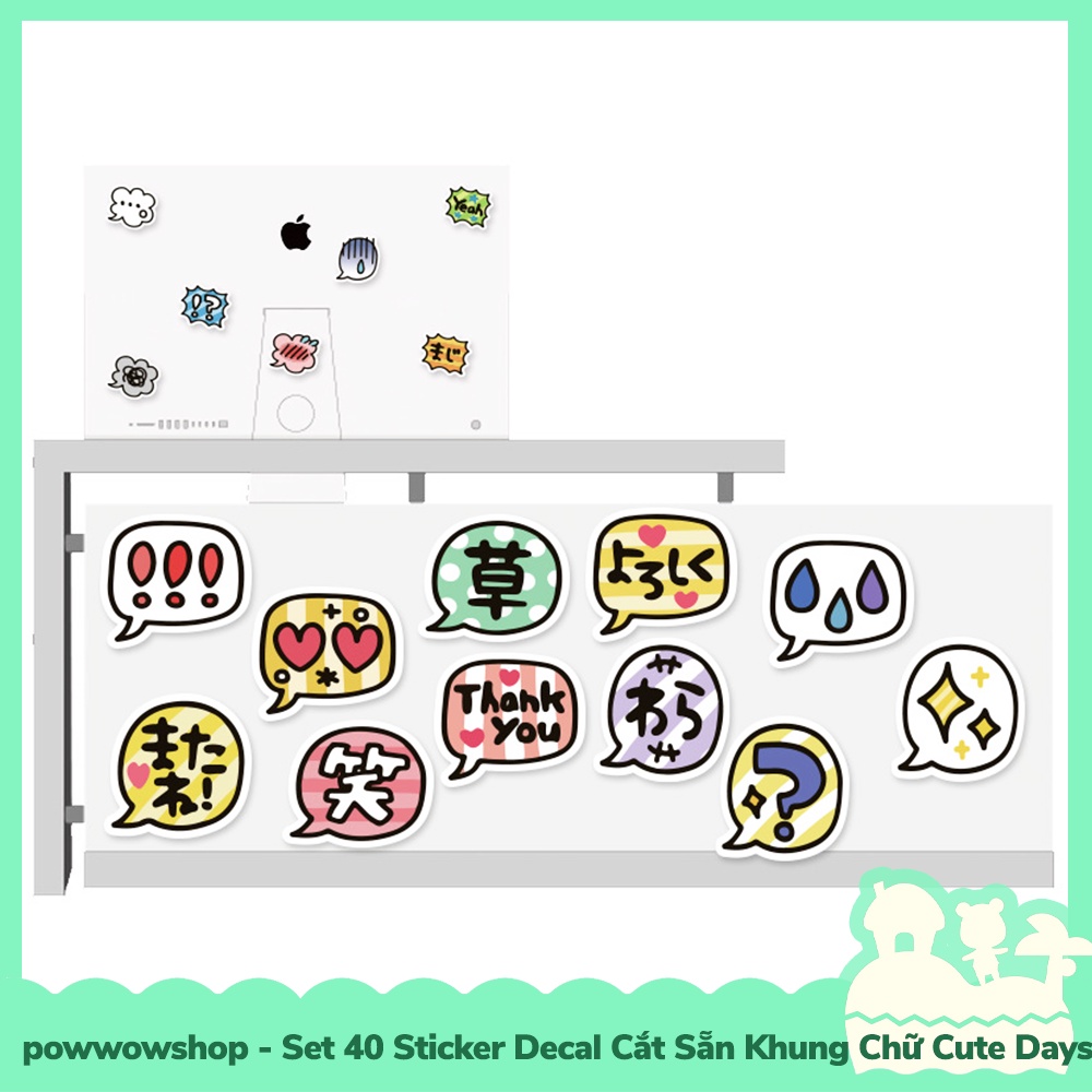[Sẵn VN - Hỏa Tốc] Set 40 Sticker Mini Decal Dán Trang Trí Vật Dụng Mẫu Chữ Typography Cute Days Lovely Dễ Thương