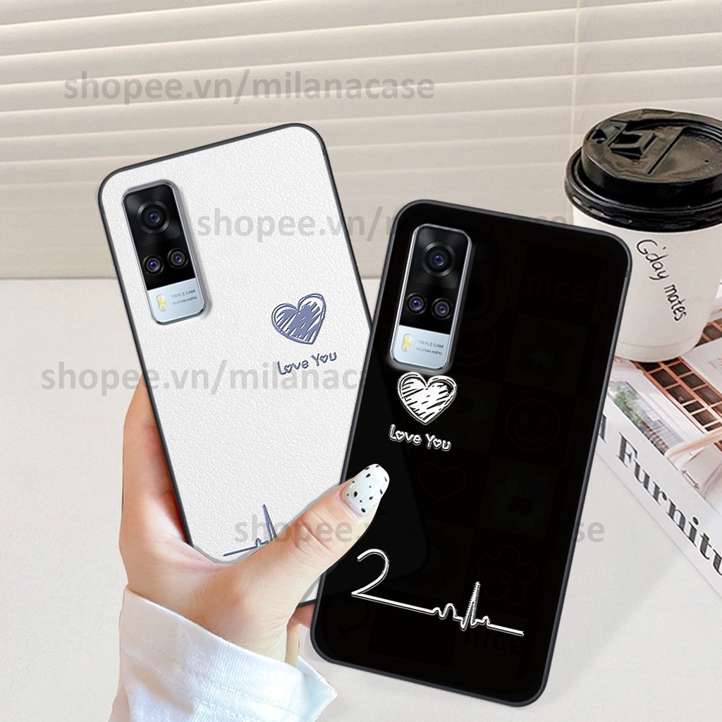 Ốp Vivo Y51 2020 in hình caro trái tim siêu đẹp, siêu nét đầy phong cách cá tính
