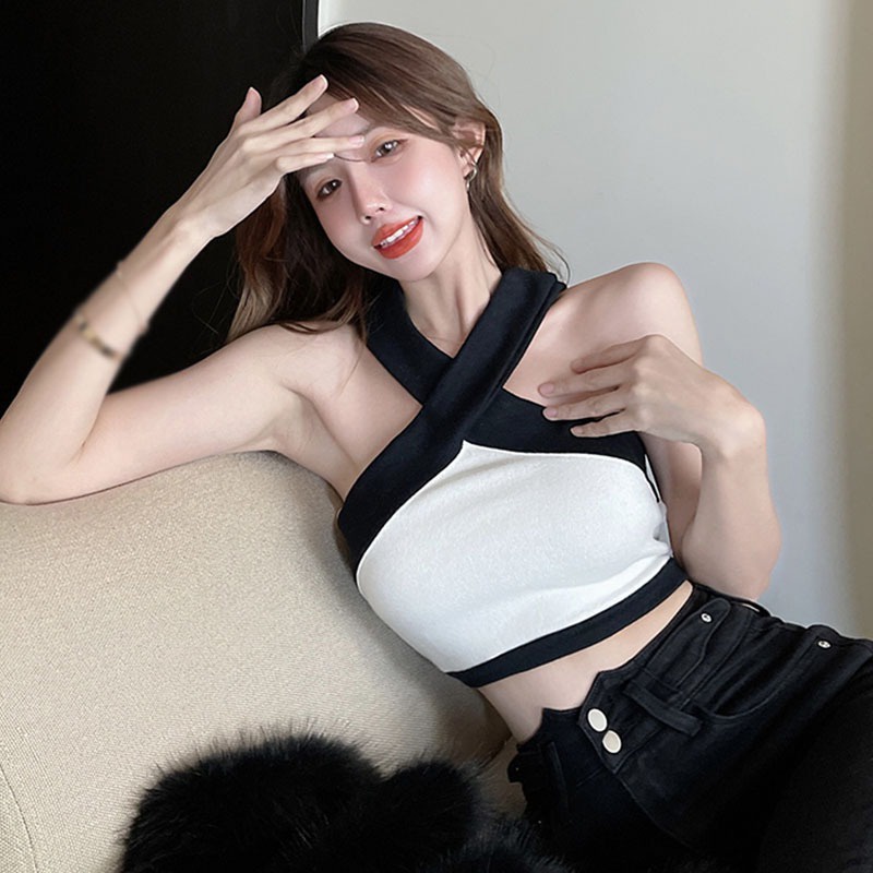 Áo CropTop Dệt Kim Trễ Vai Phong Cách Hàn Quốc Quyến Rũ Cho Nữ