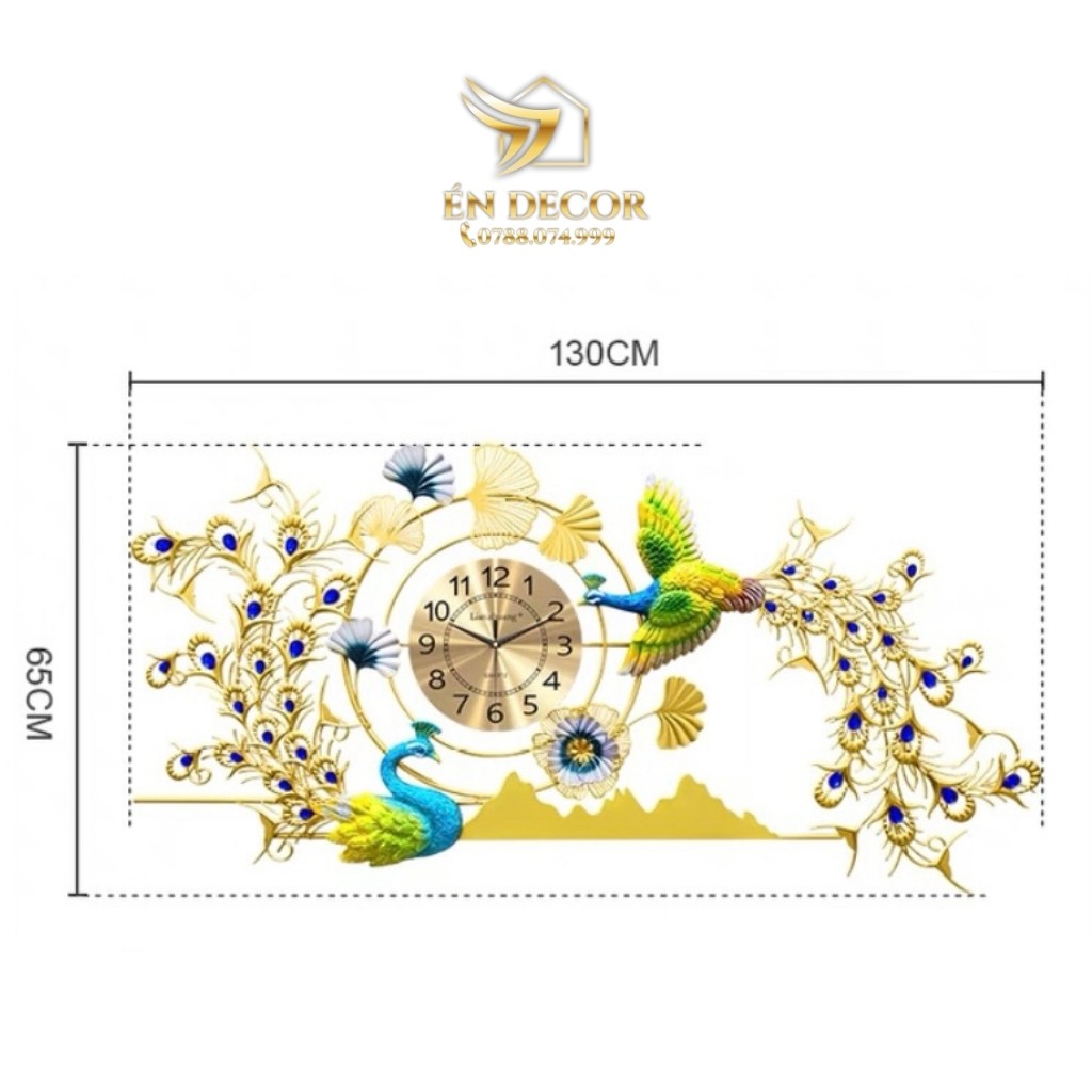Đồng Hồ Treo tường, Đồng Hồ Trang Trí, Con Công, Nghệ Thuật, Kim Trôi, Én Decor
