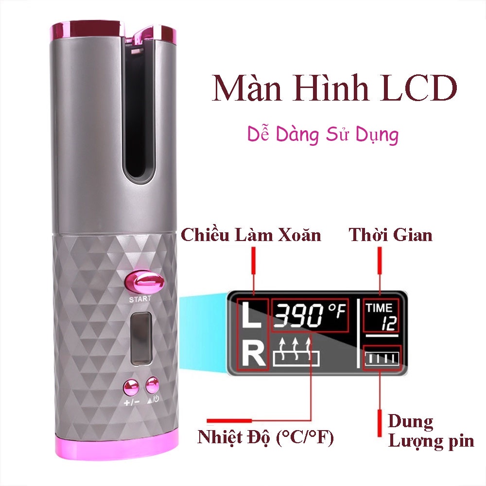 Máy uốn tóc tự động thông minh không dây - Máy làm xoăn cầm tay mini tiện lợi , nhỏ gọn hàng chính hãng