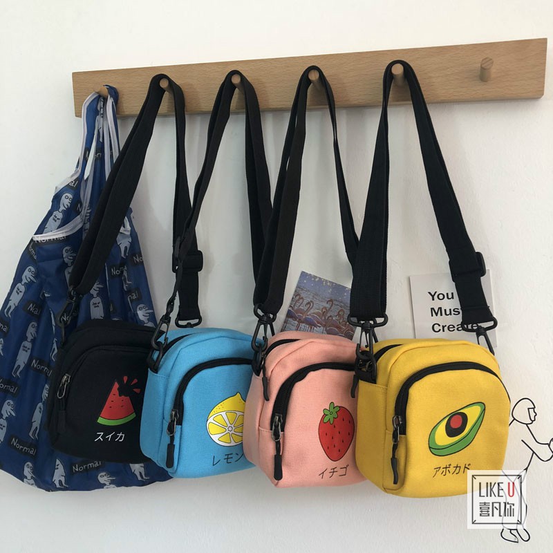 Túi đeo chéo mini fruit 4 màu sắc trái cây dâu bơ cute