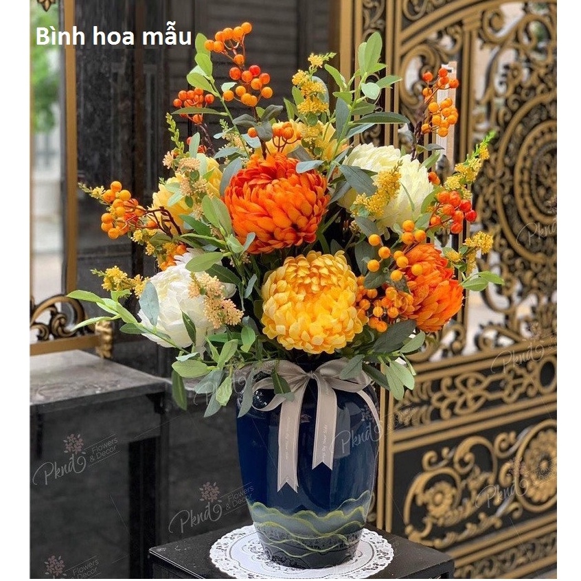 Hoa Cúc Mẫu Đơn Đại Lụa Nhiều Màu -Cắm Bình Hoa Cúc Mẫu Đơn- Bông Khô Hoa Giả Decor Trang Trí Trong Nhà, Phòng Khách