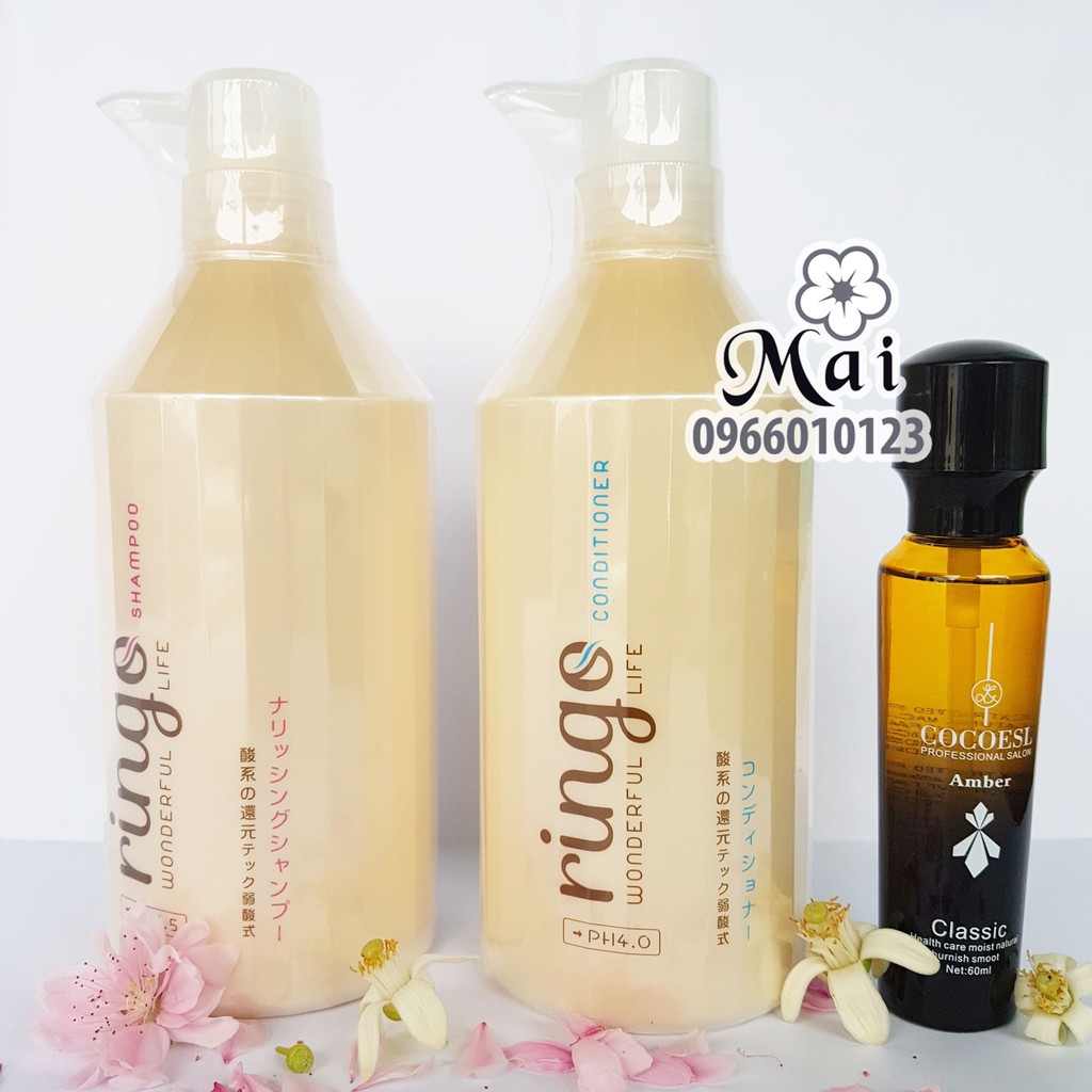 (Tặng tinh dầu + Mũ ủ) Gội xả Ringo 750ml