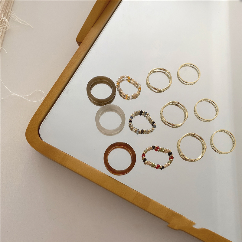 Set Nhẫn Đeo Tay Kim Loại Phong Cách Vintage Thời Trang Dành Cho Nữ