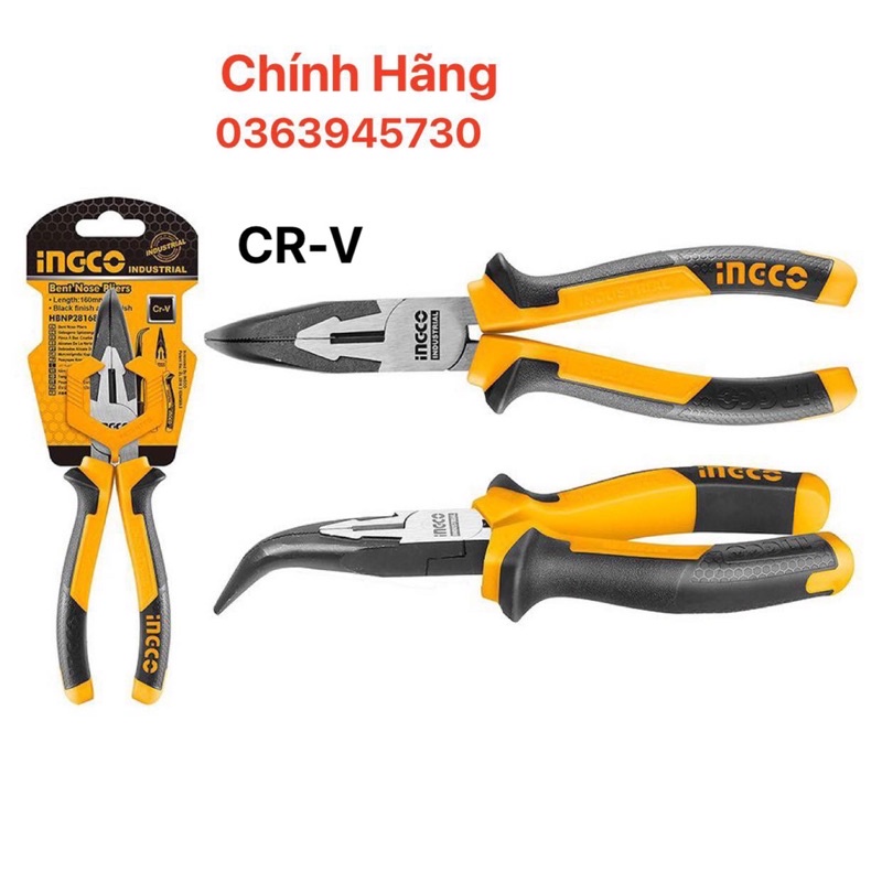 ĐỒ NGHỀ INGCO Kềm mũi nhọn mỏ cong 6"/160mm HBNP28168