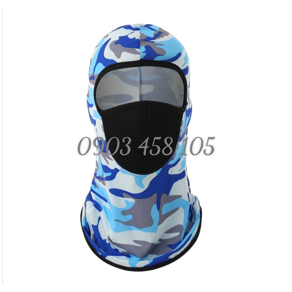 Mũ trùm đầu Ninja 2in1 kín cổ kiêm khẩu trang chống nắng, bụi, đi phượt - Vải mát co giãn thoáng khí, thấm mồ hôi