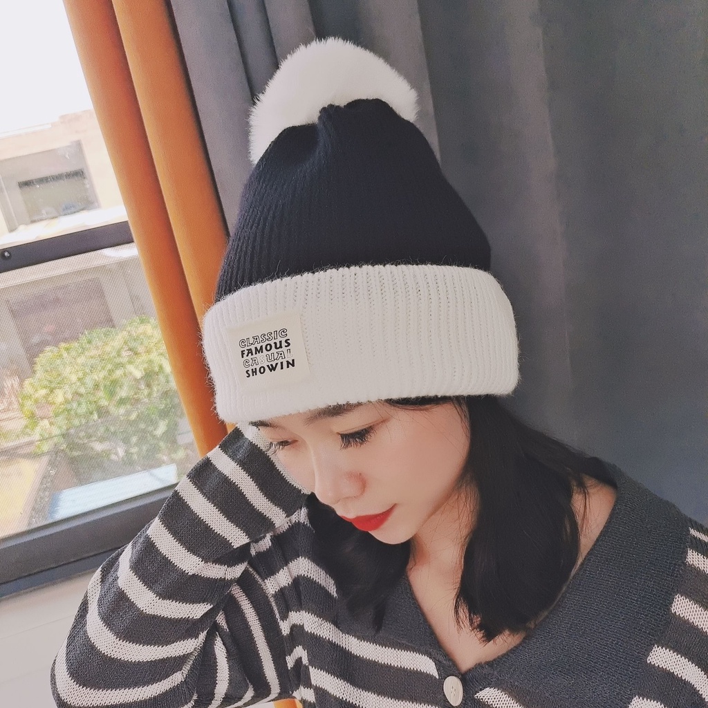 Mũ len dệt kim quả bông unisex Famous Pk16