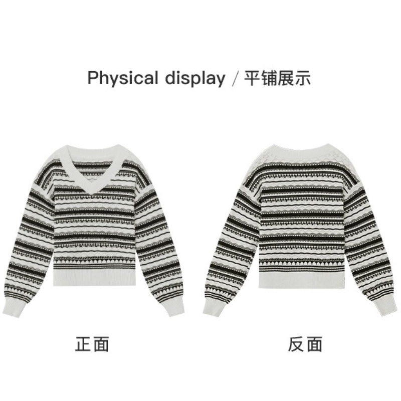 Áo Sweater dáng rộng họa tiết kẻ sọc thiết kế mới thời trang mùa thu đông theo phong cách hàn quốc dành cho nữ