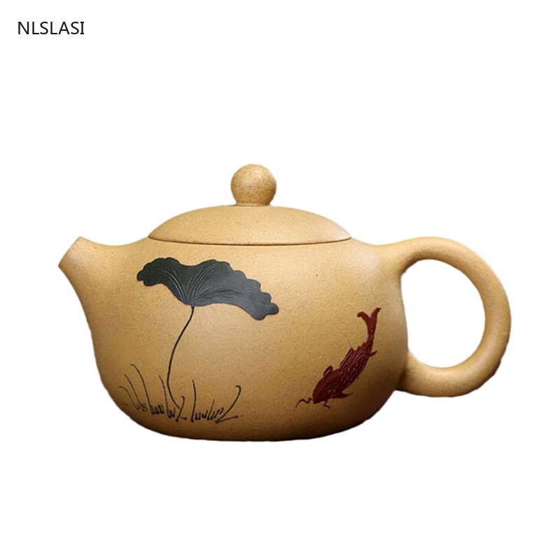 ∈◄Yixing Classic Tea Pot Màu tím Đất sét Xi shi Ấm đun nước quặng làm đẹp 188 Bộ lọc lỗ bi Thủ công Bộ trà Quà tặng tùy