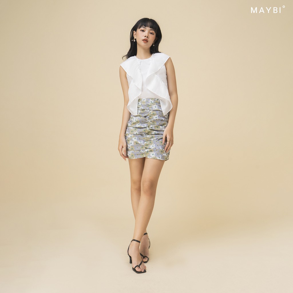 MAYBI - Áo trắng phối bèo lớn