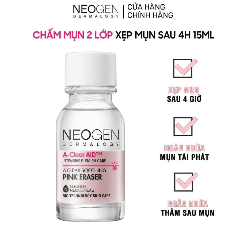 Chấm Mụn 2 Lớp Xẹp Mụn Sau 4H Neogen Dermalogy A-Clear Aid Soothing Pink Eraser 15ml