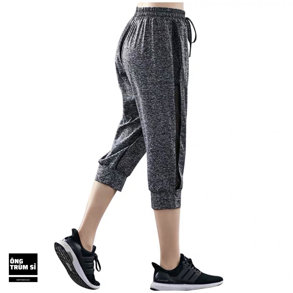 Quần jogger thể thao phối lưới lửng form nữ cực kỳ xì teen [ Lưới lửng ]